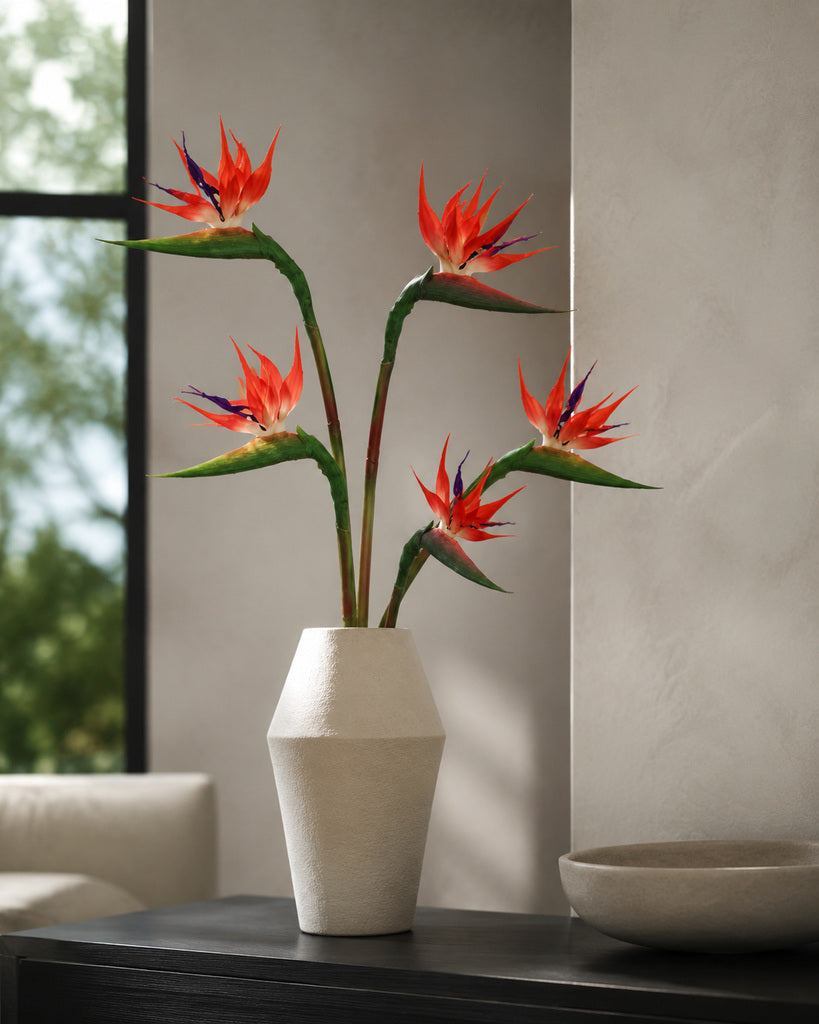 Red Soft-Touch Artificial Bird of Paradise Stem - 58 cm