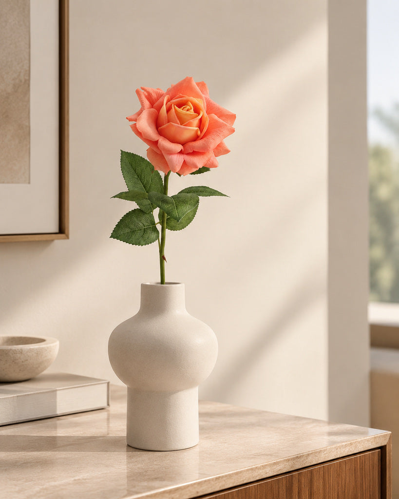 Orange Austin Artificial Rose Stem - 73 cm