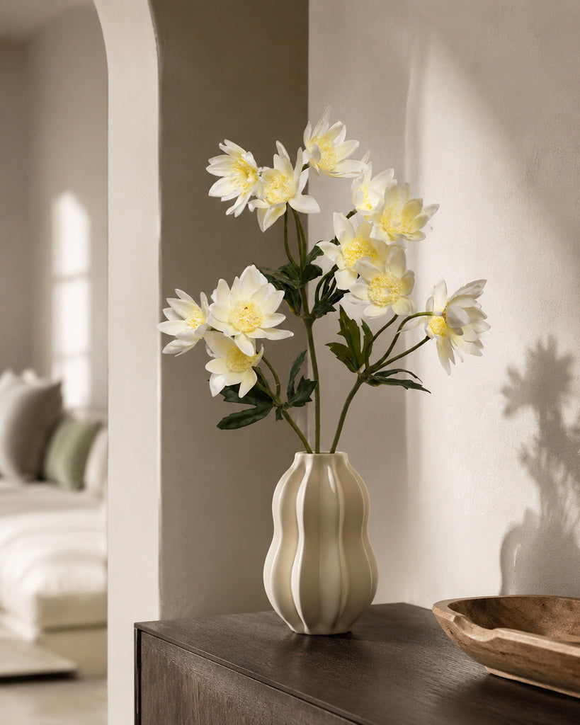 White Plastic, PVC & Soft Rubber Artificial Dandelion Spray - 65 cm