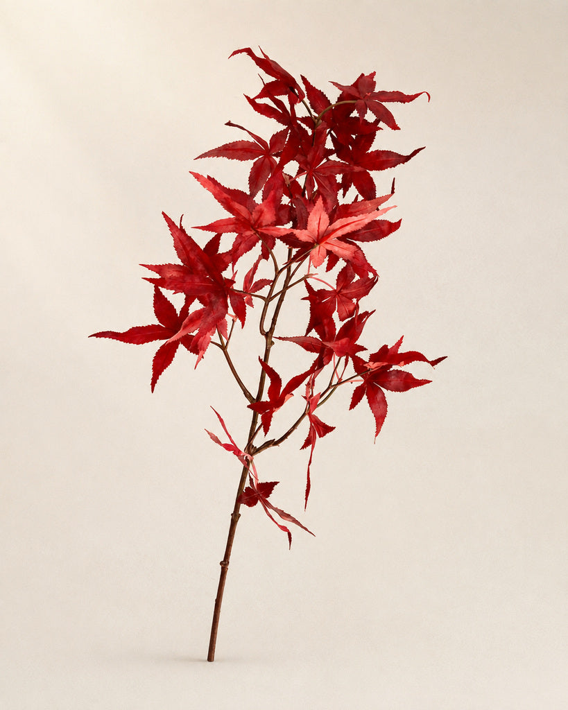 Red Artificial Maple Leaf Branch - 70 cm