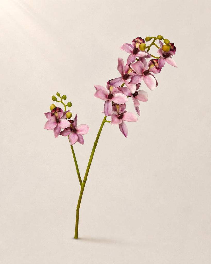 Dusty Mauve Nylon Mesh Artificial Chidori Orchid Spray - 87 cm