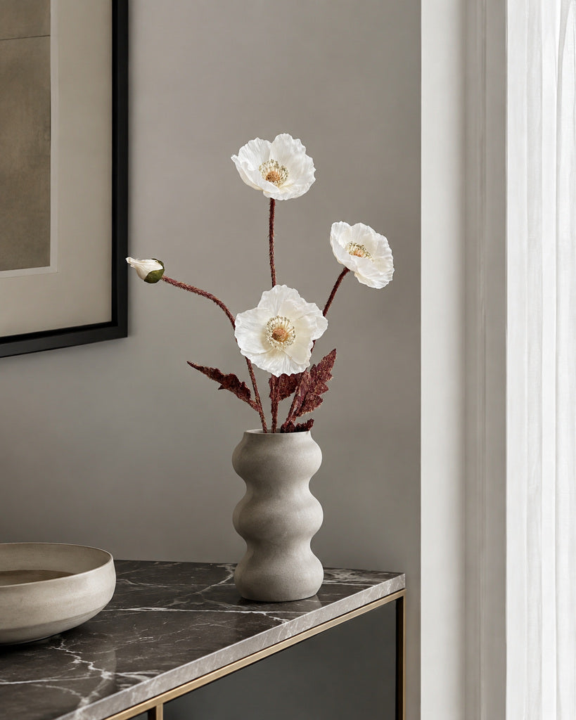 Ivory White Artificial Autumn Coral Floral Stem - 60 cm