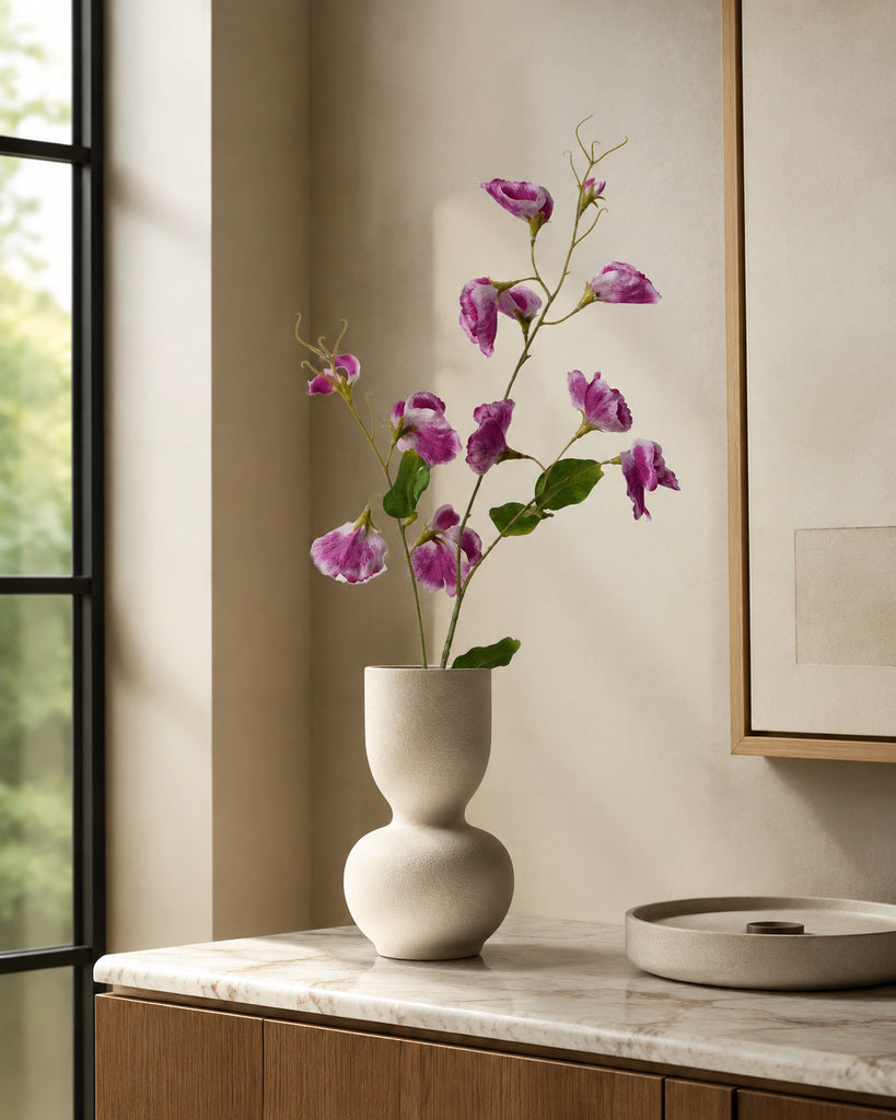 Purple Fabric Artificial Sweet Pea Spray - 73 cm