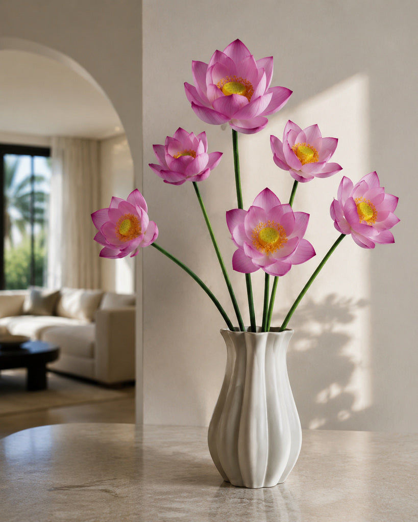 Pink Artificial Lotus Floral Stem - 60 cm