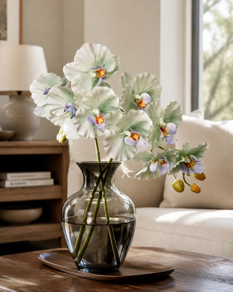 Mint Green Dream 9-Head Artificial Phalaenopsis Orchid Stem