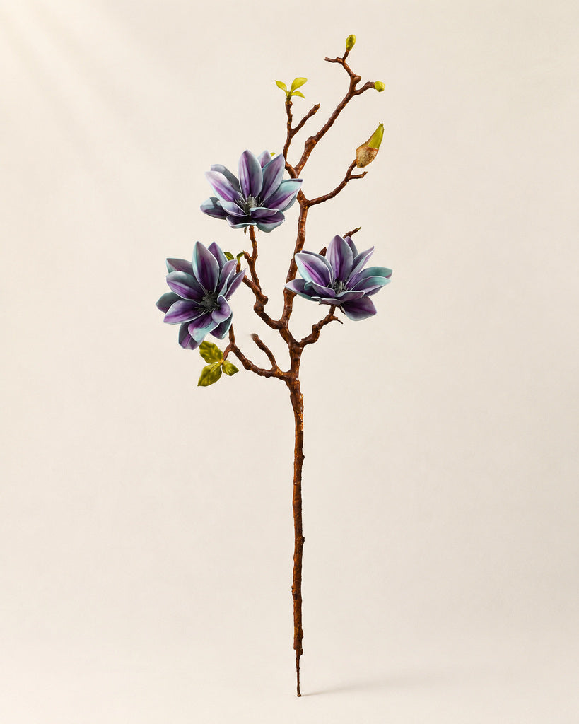 Starry Purple Fabric Artificial Magnolia Branch - 79 cm