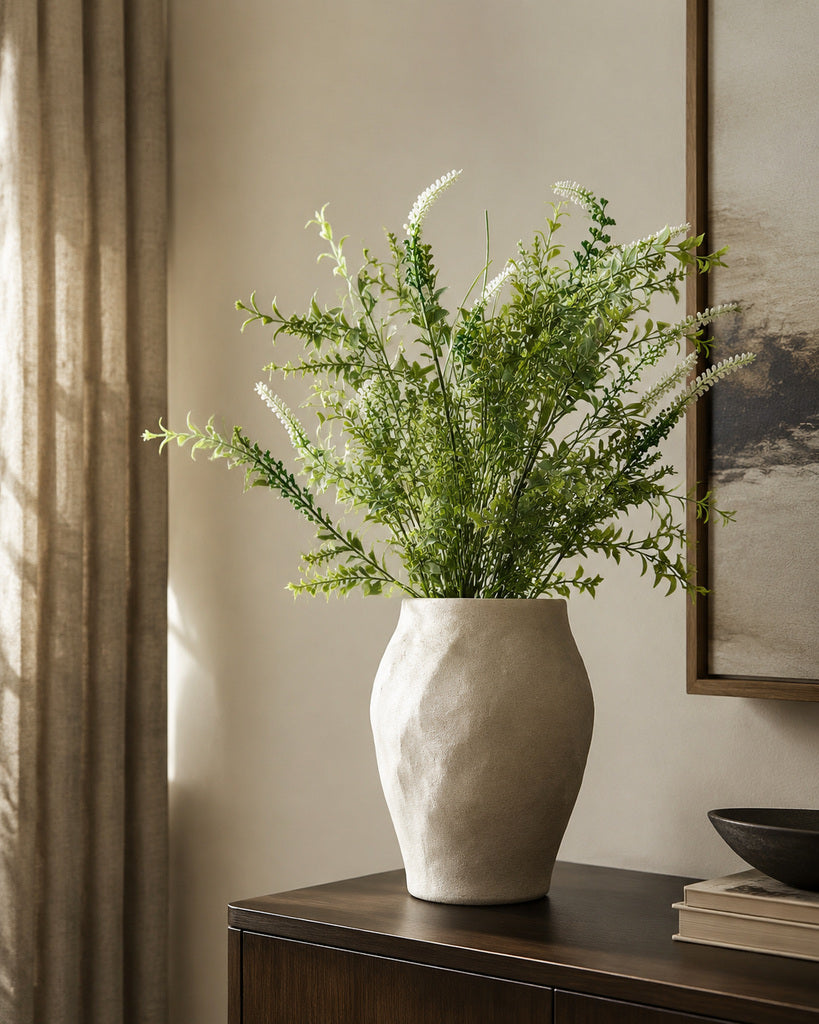 White Green Plastic Artificial Wheat Spike Greenery Bush - 62 cm