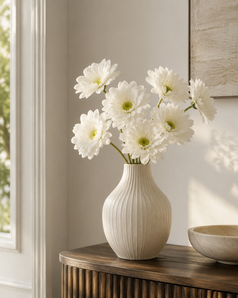 White PVC Artificial Gerbera Daisy Stem - 65 cm