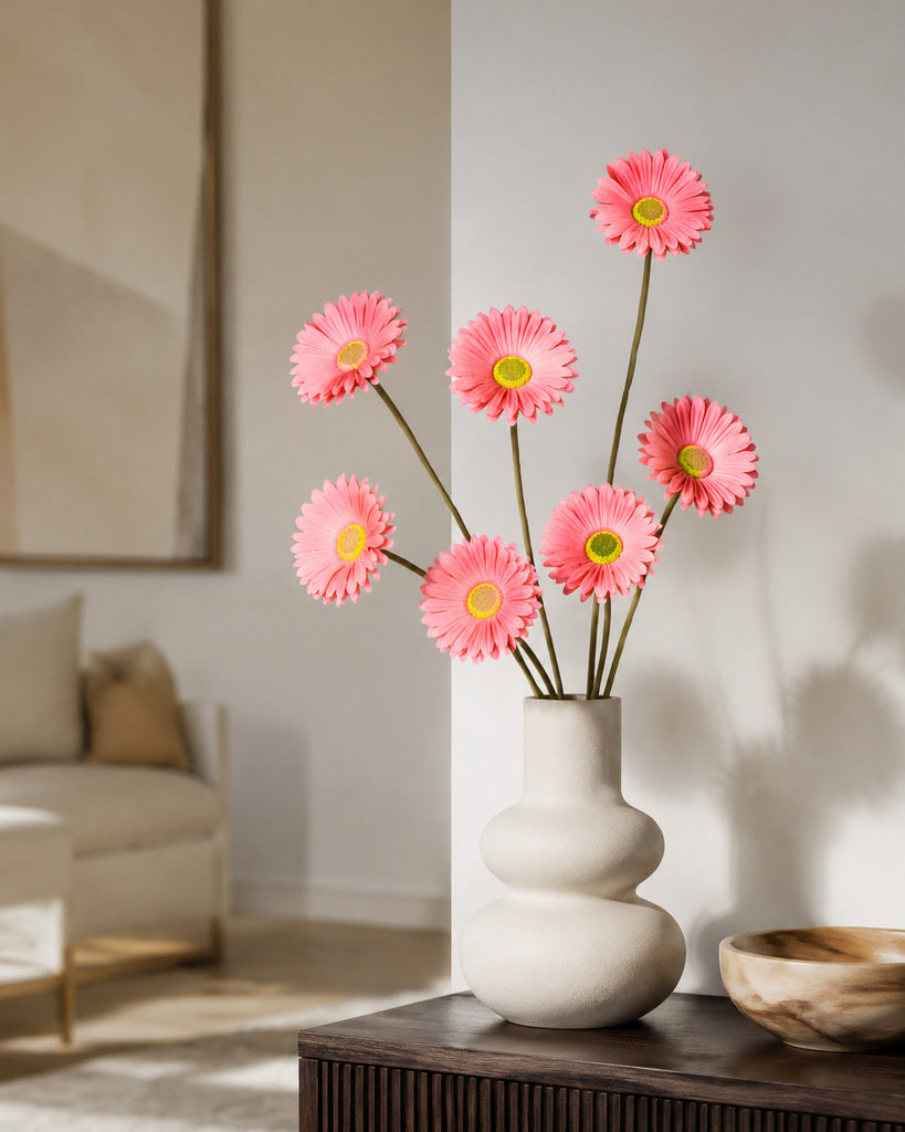 Pink PU Artificial Gerbera Daisy Floral Stem - 34 cm