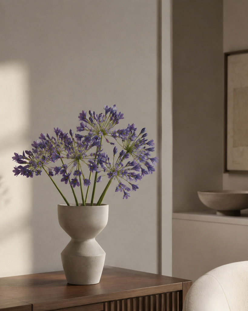 Purple Plastic & Fabric Artificial Agapanthus Stem - 76 cm