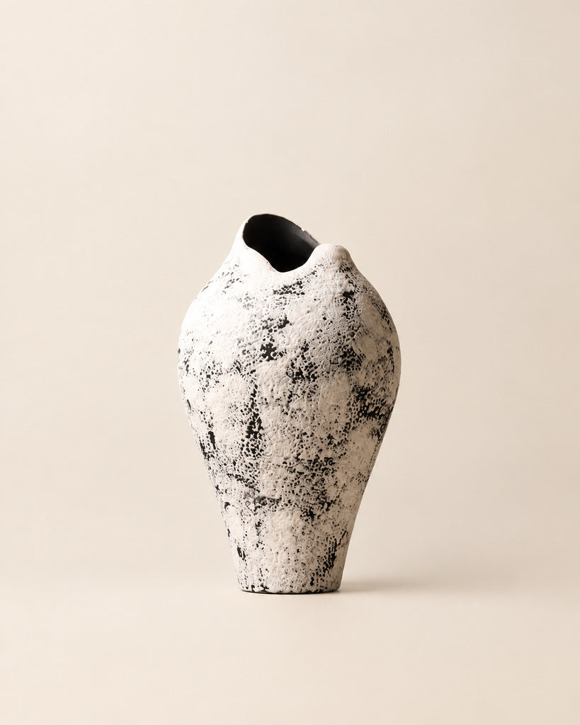 Weathered Ivory Organic Asymmetrical Textured Vase - 13.1"