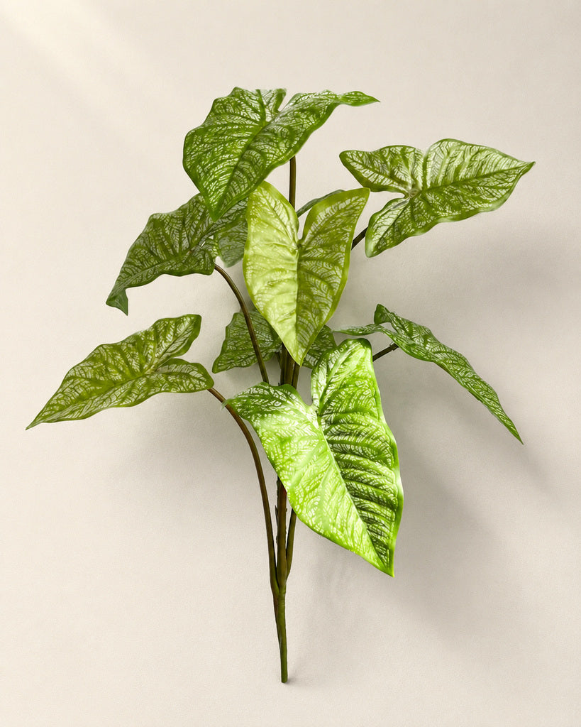 9-Head Artificial White Arrowhead Foliage Spray - 54 cm
