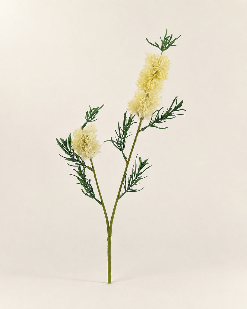 Light Yellow Artificial Fluffy Floral Spray - 71 cm