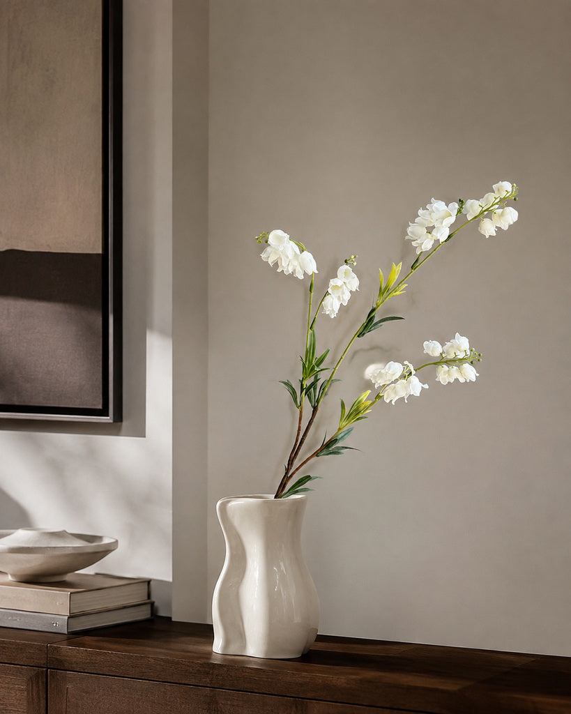 White Artificial Bellflower Spray - 80 cm