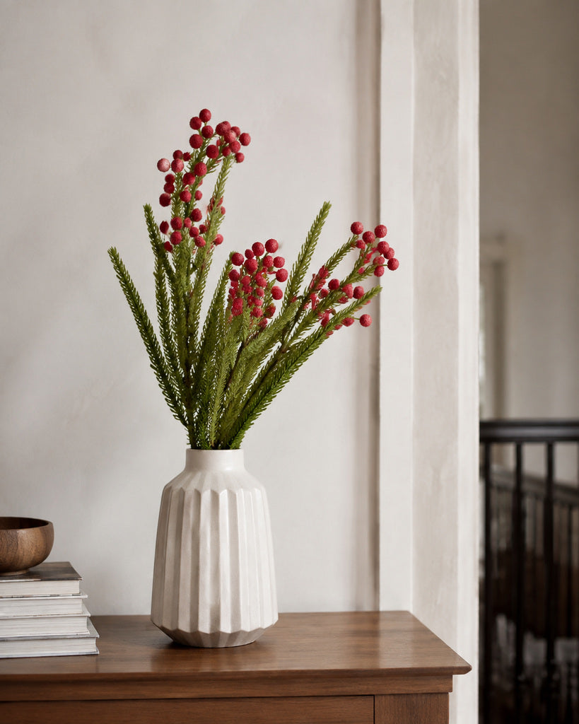 Red Artificial Coral Berry Branch - 54 cm