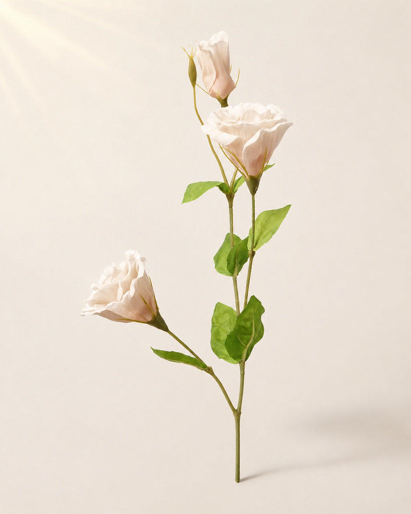 Cream Apricot Plastic Artificial Lisianthus Spray - 70 cm