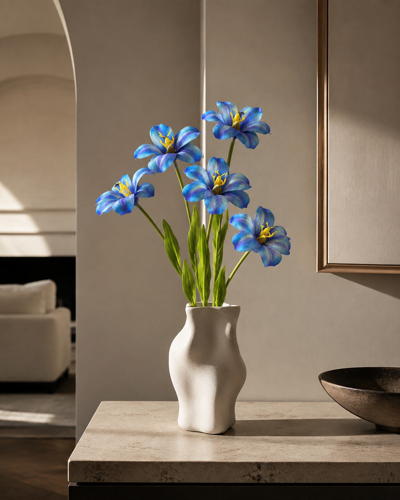 Blue PU Artificial Tulip Stem - 55 cm