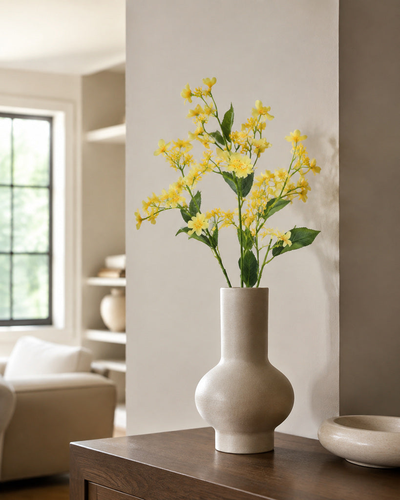Yellow Fabric Artificial Tung Flower Spray - 62 cm