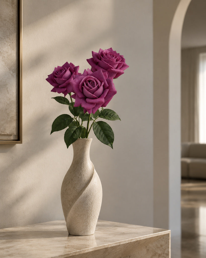 Dark Purple Soft-Touch Artificial Rose Stem - 73 cm