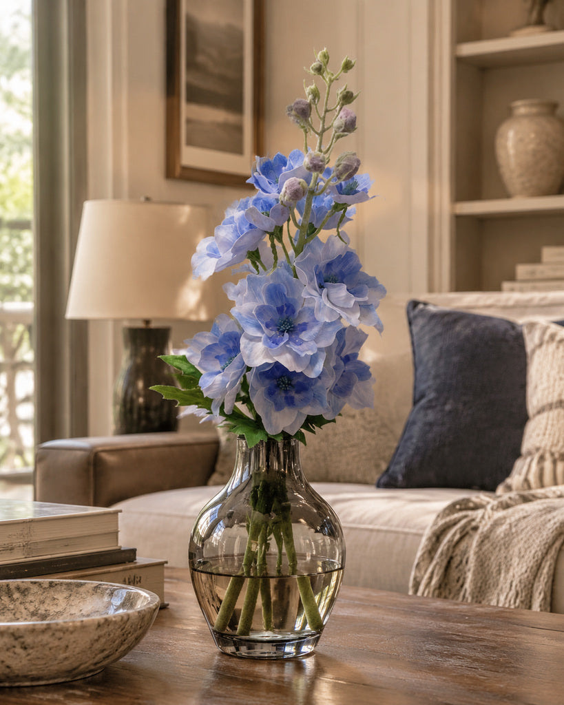 Blue Fabric Artificial Delphinium Spray - 72 cm