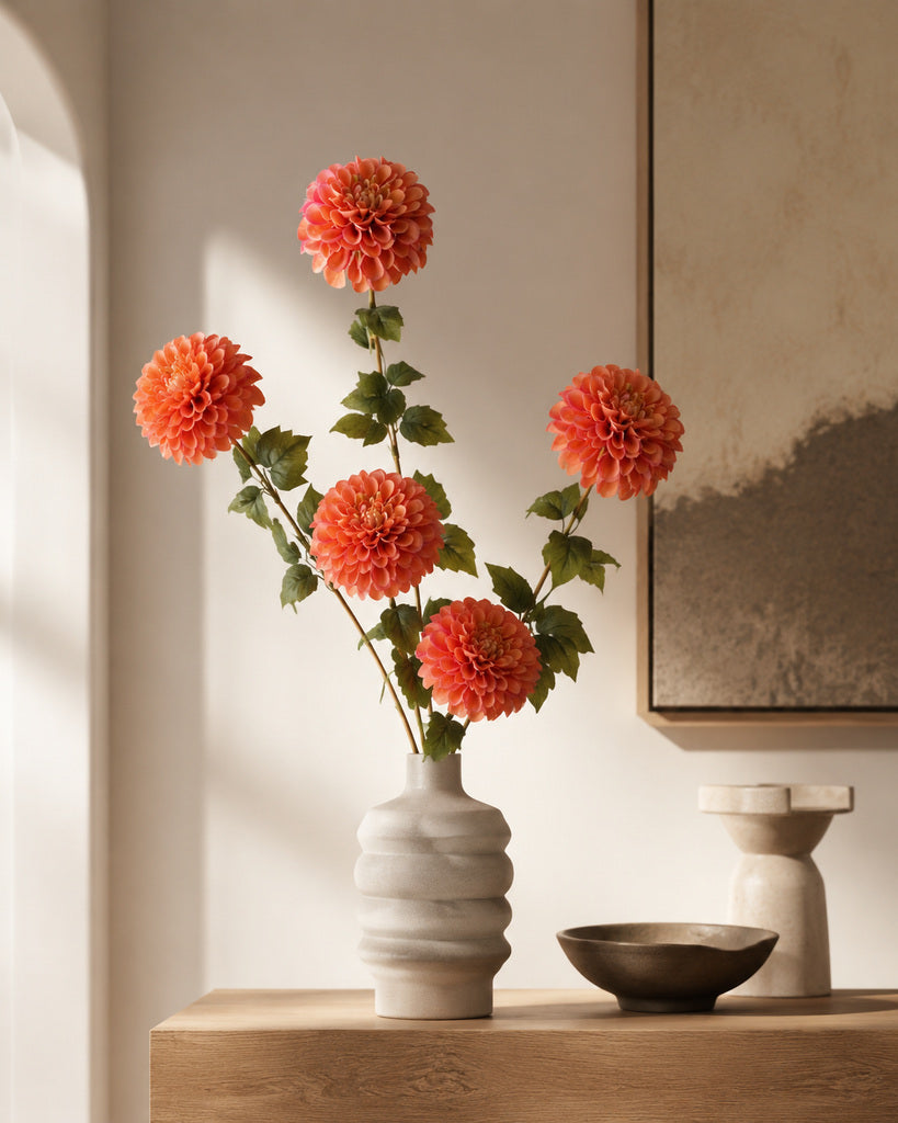 Autumn Pink Fabric Artificial Chrysanthemum Stem - 57 cm