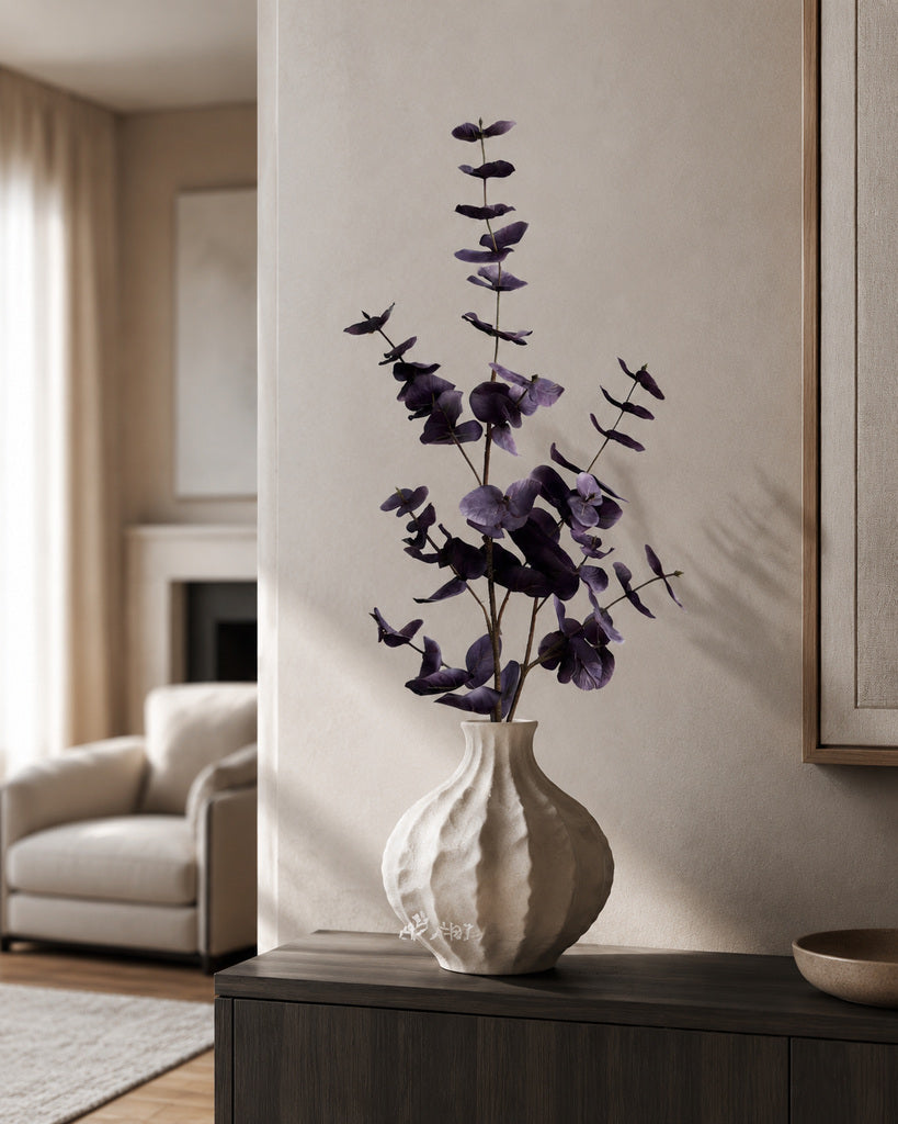 Dusty Purple Artificial Layered Eucalyptus Branch - 86 cm