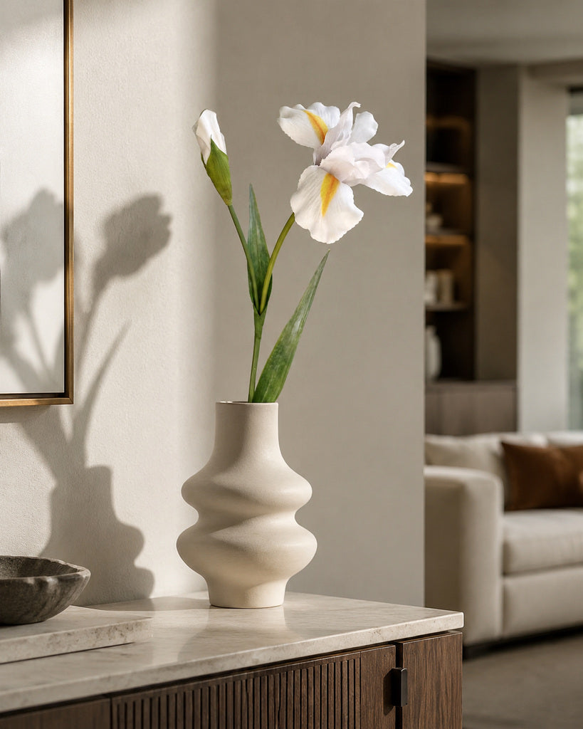 White Artificial Iris Floral Stem - 75 cm