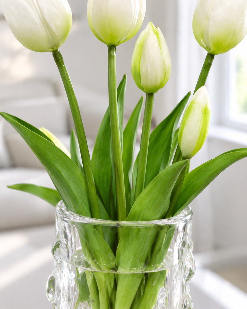 White Soft Rubber Artificial Tulip Bush - 40 cm