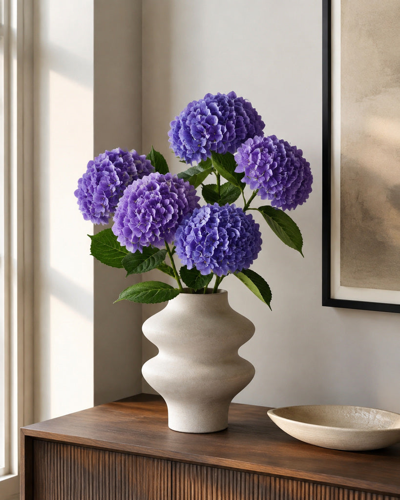 Purple Fabric Artificial Hydrangea Stem - 51 cm