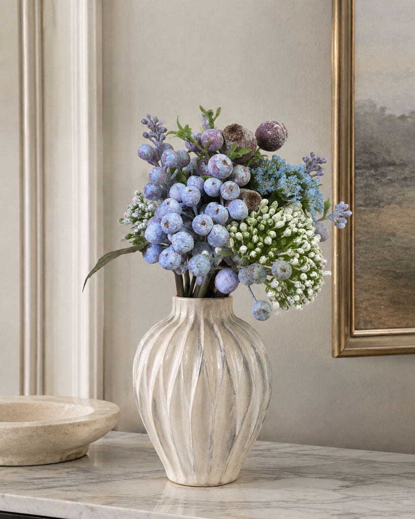 Blue Purple Artificial Blueberry Berry Bundle - 32 cm