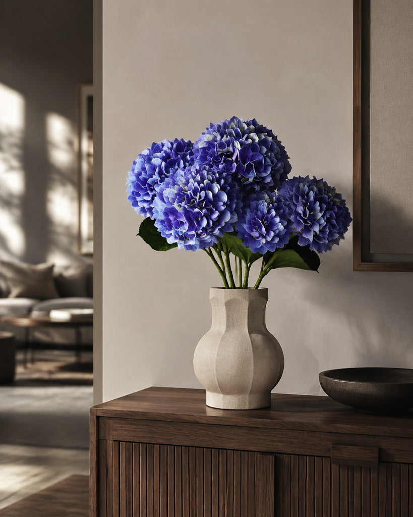 Blue Artificial Hydrangea Floral Stem - 48 cm
