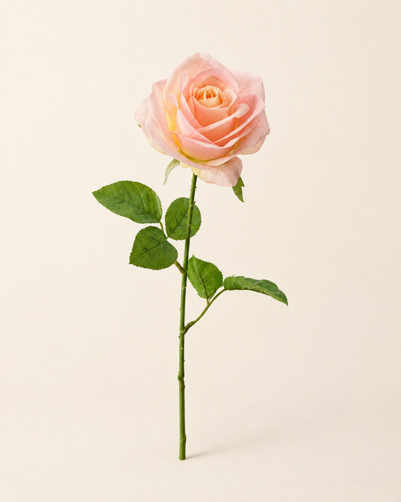 Sunset Pink Artificial French Rose Stem - 55 cm