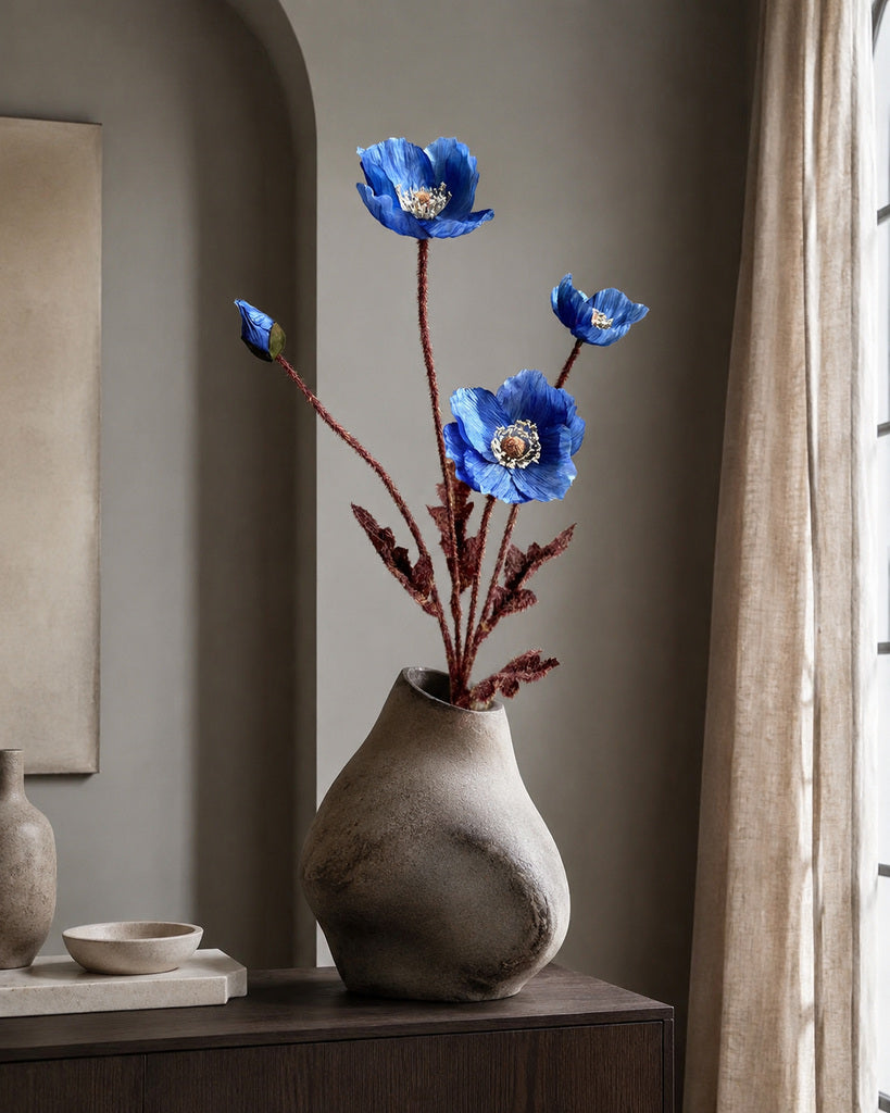 Blue Artificial Autumn Coral Floral Stem - 60 cm