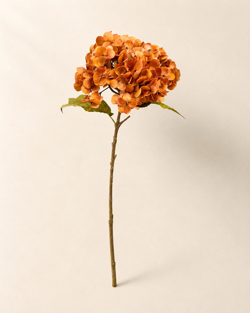 Dark Brown Soft Rubber Artificial Hydrangea Floral Stem - 50 cm