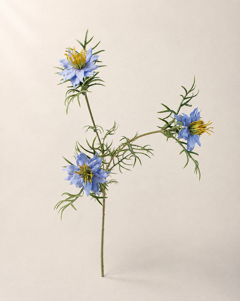 Blue Fabric Artificial Nigella Spray - 69 cm