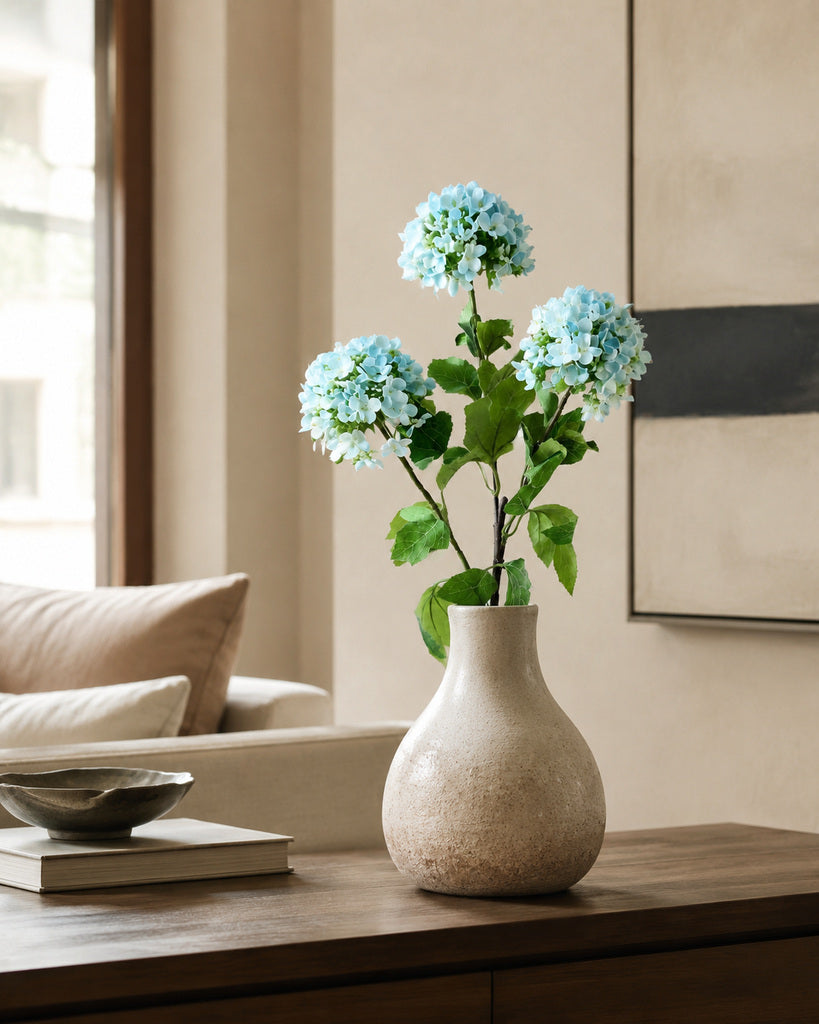 Blue Artificial Wood Hydrangea Spray - 70 cm
