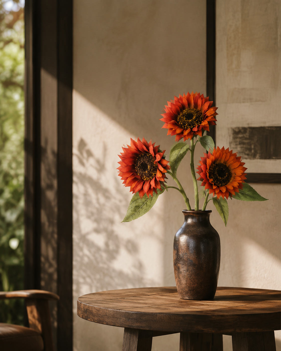 Burnt Orange Artificial Sunflower Stem