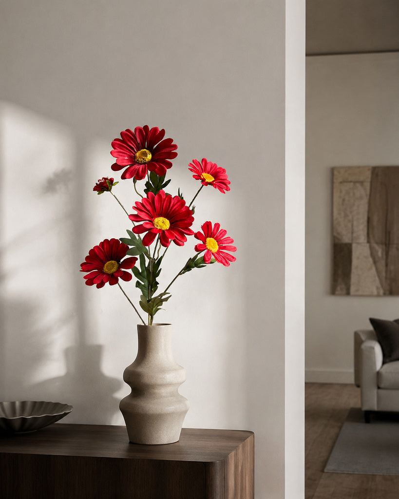 Red Artificial Daisy Floral Stem - 75 cm