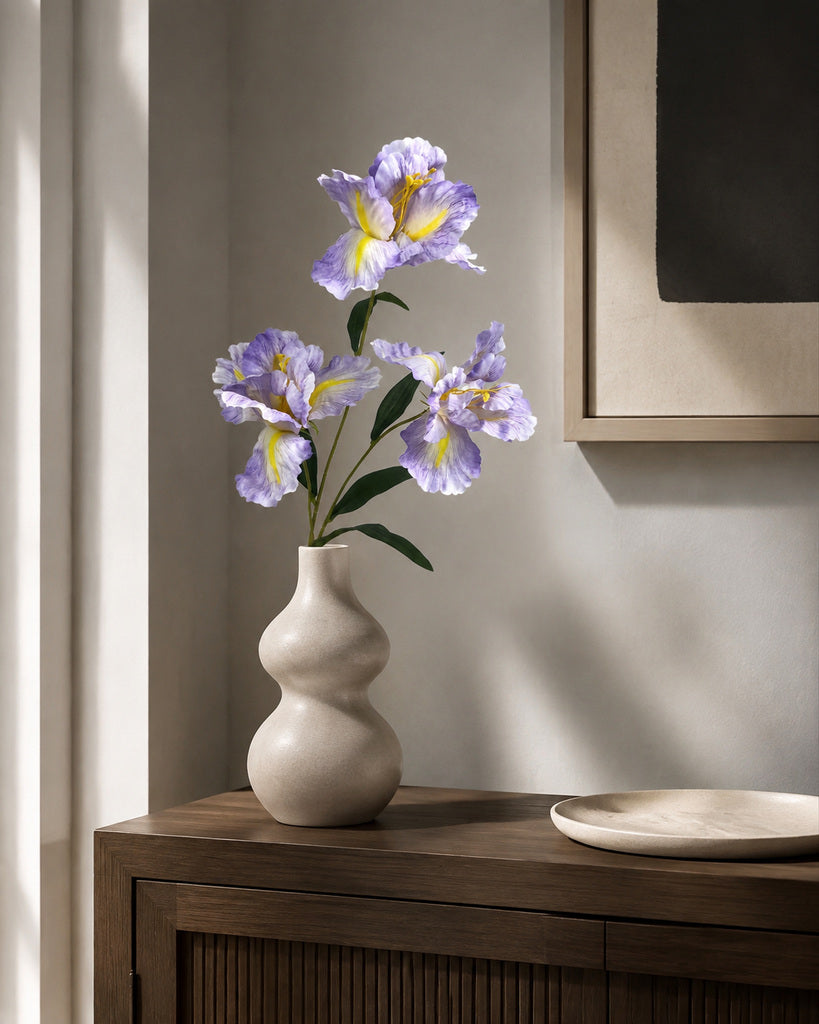 Light Purple Artificial Large Iris Spray - 88 cm