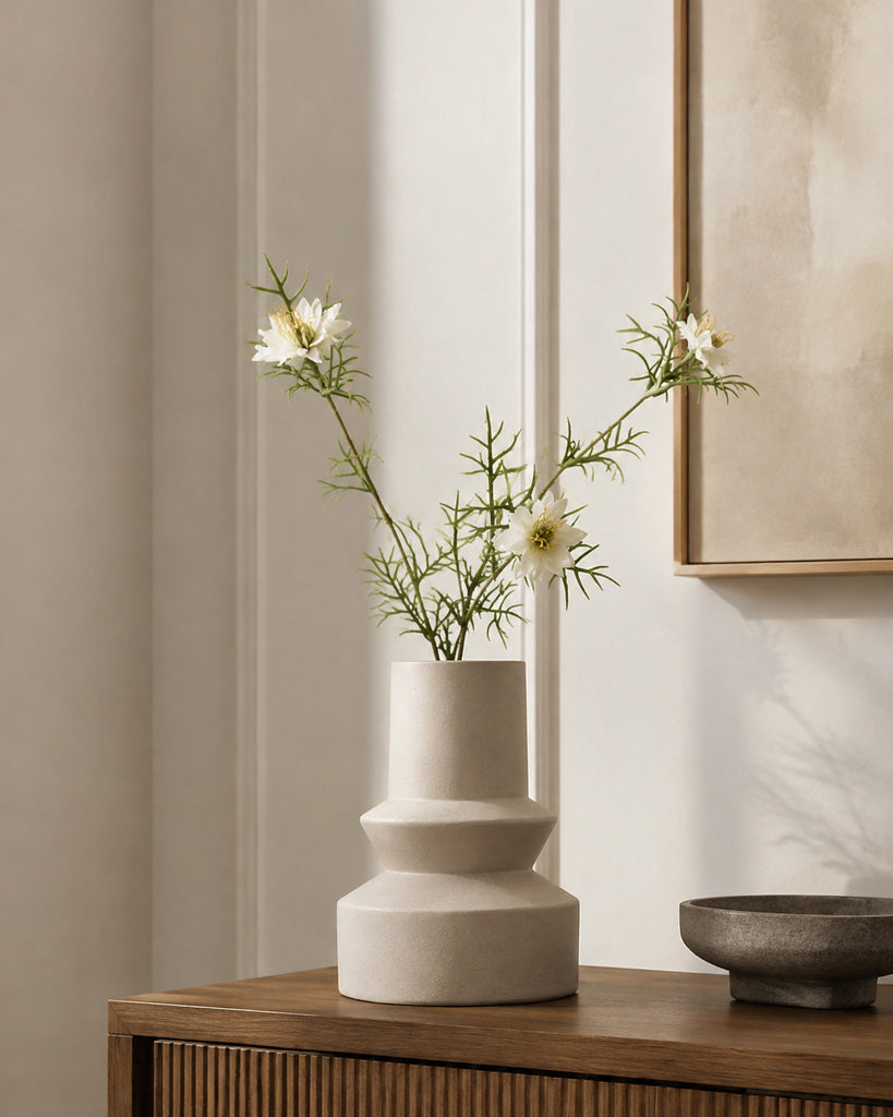 White Fabric Artificial Nigella Spray - 69 cm