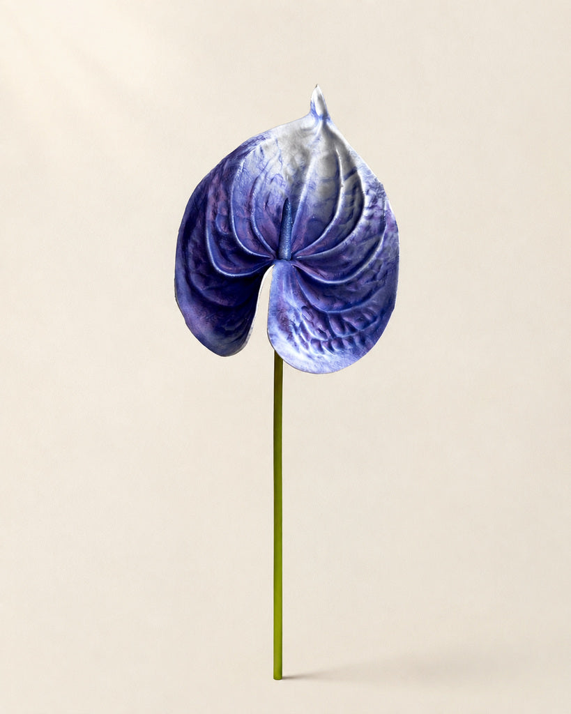Blue Purple PU Artificial Anthurium Floral Stem - 57 cm