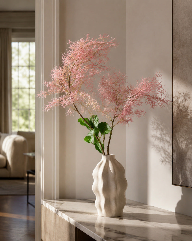 Pink Artificial Smoke Bush Branch - 85 cm