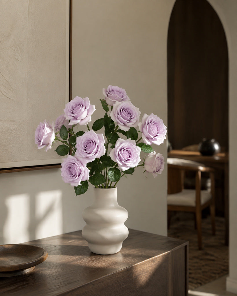 Lavender Green Real Touch Artificial Carola Rose Stem - 66 cm