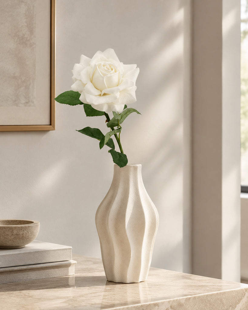 White Soft-Touch Artificial Rose Stem - 73 cm