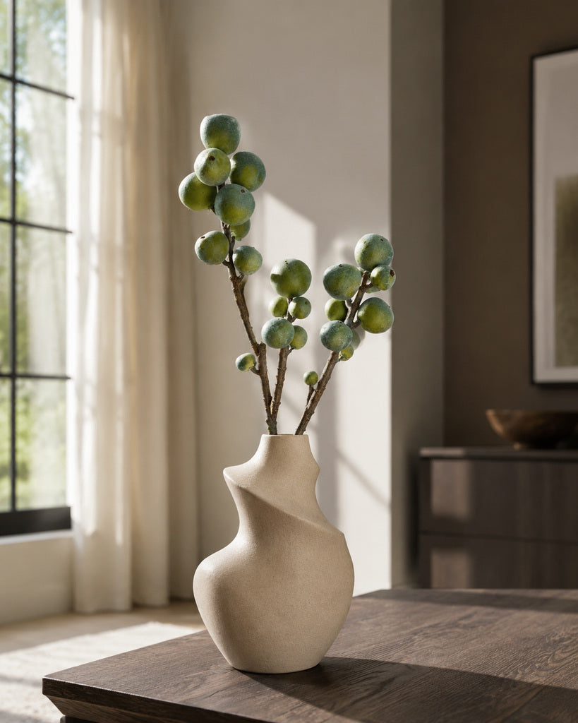 Flocked Artificial Fig Branch - 70 cm