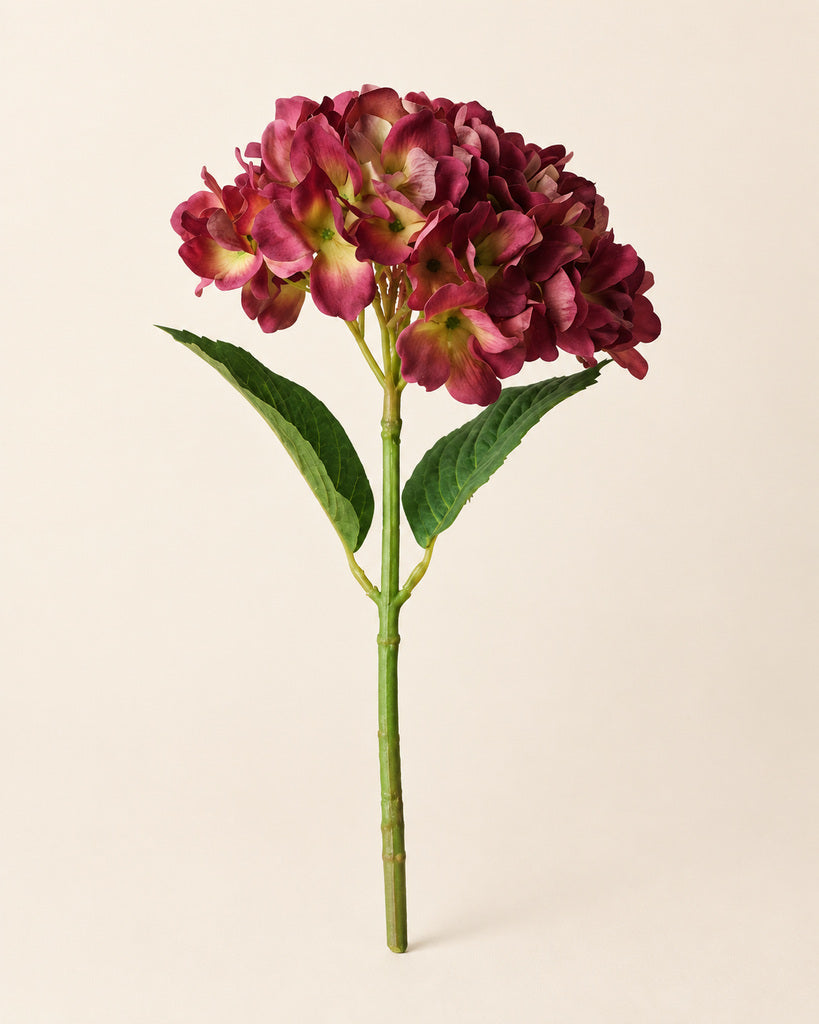 Purple Green Soft-Touch Artificial Hydrangea Stem - 47 cm