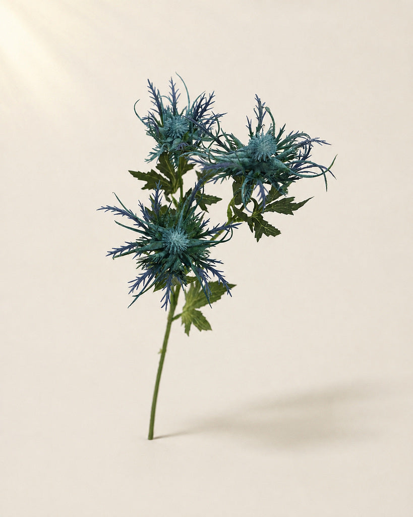 Blue Fabric Artificial Eryngium Spray - 65 cm
