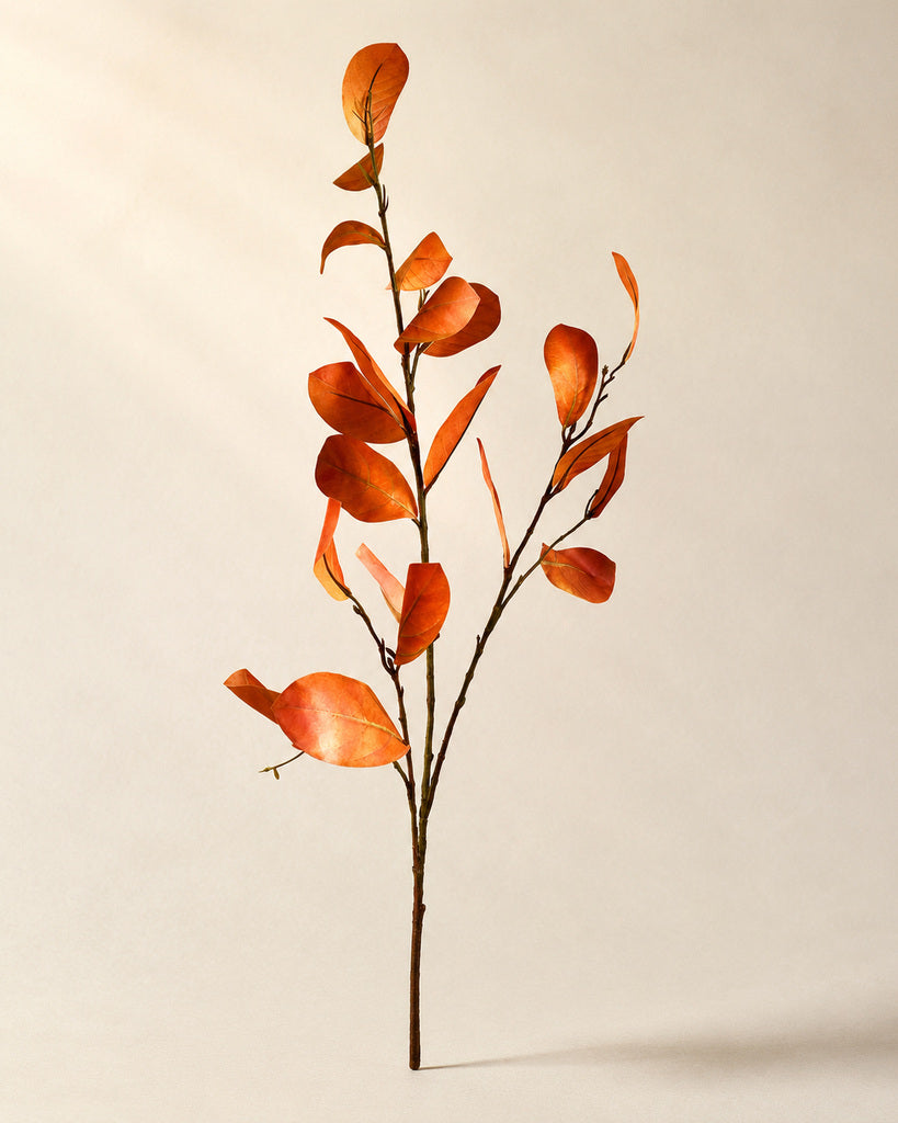 Orange Brown Artificial Crape Myrtle Leaf Branch - 116 cm