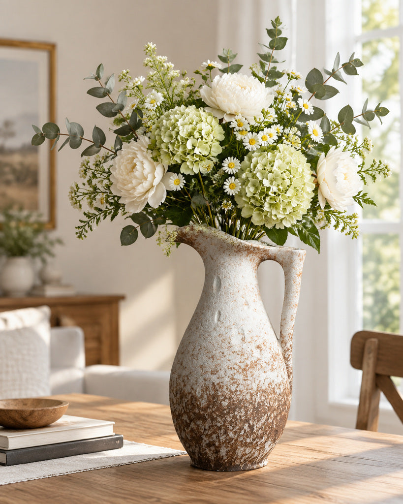 Distressed Frost White Pitcher-Style Vase - 15.7"