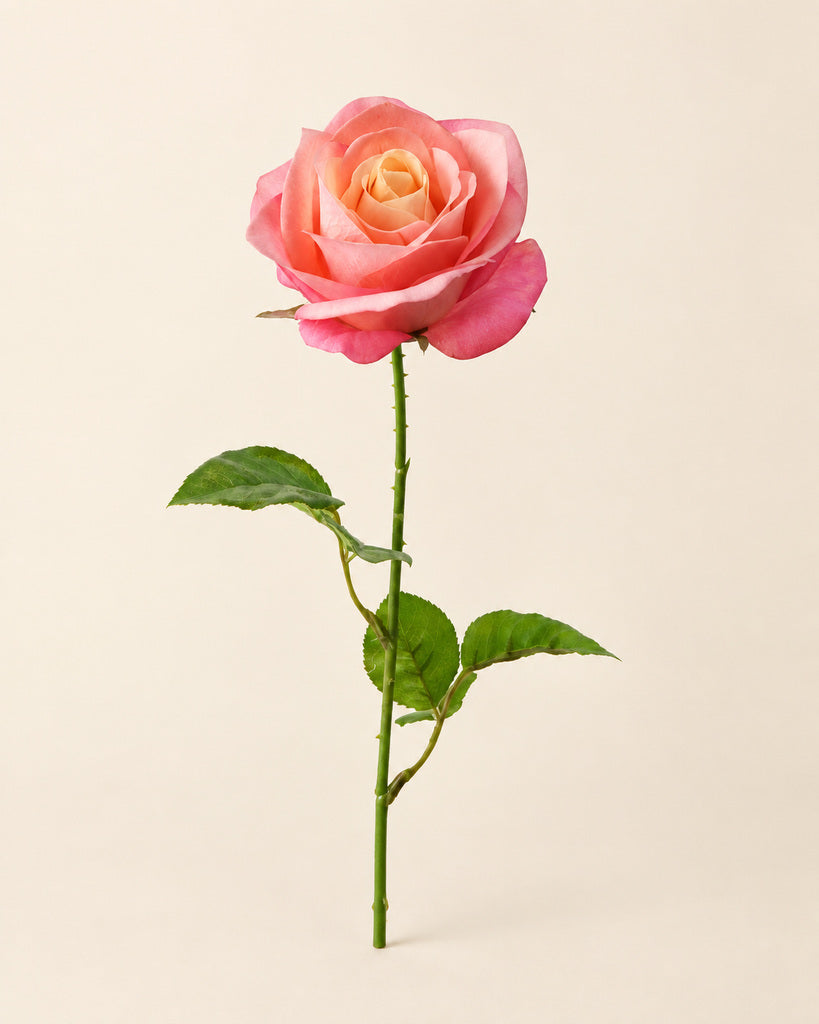 Golden Orange Artificial French Rose Stem - 55 cm